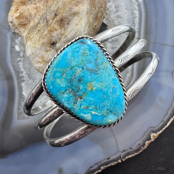 Sonny Spruce Vintage Silver Large Natural Turquoise Split...